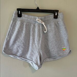 Aerie Gray Athletic Shorts with Rainbow Heart